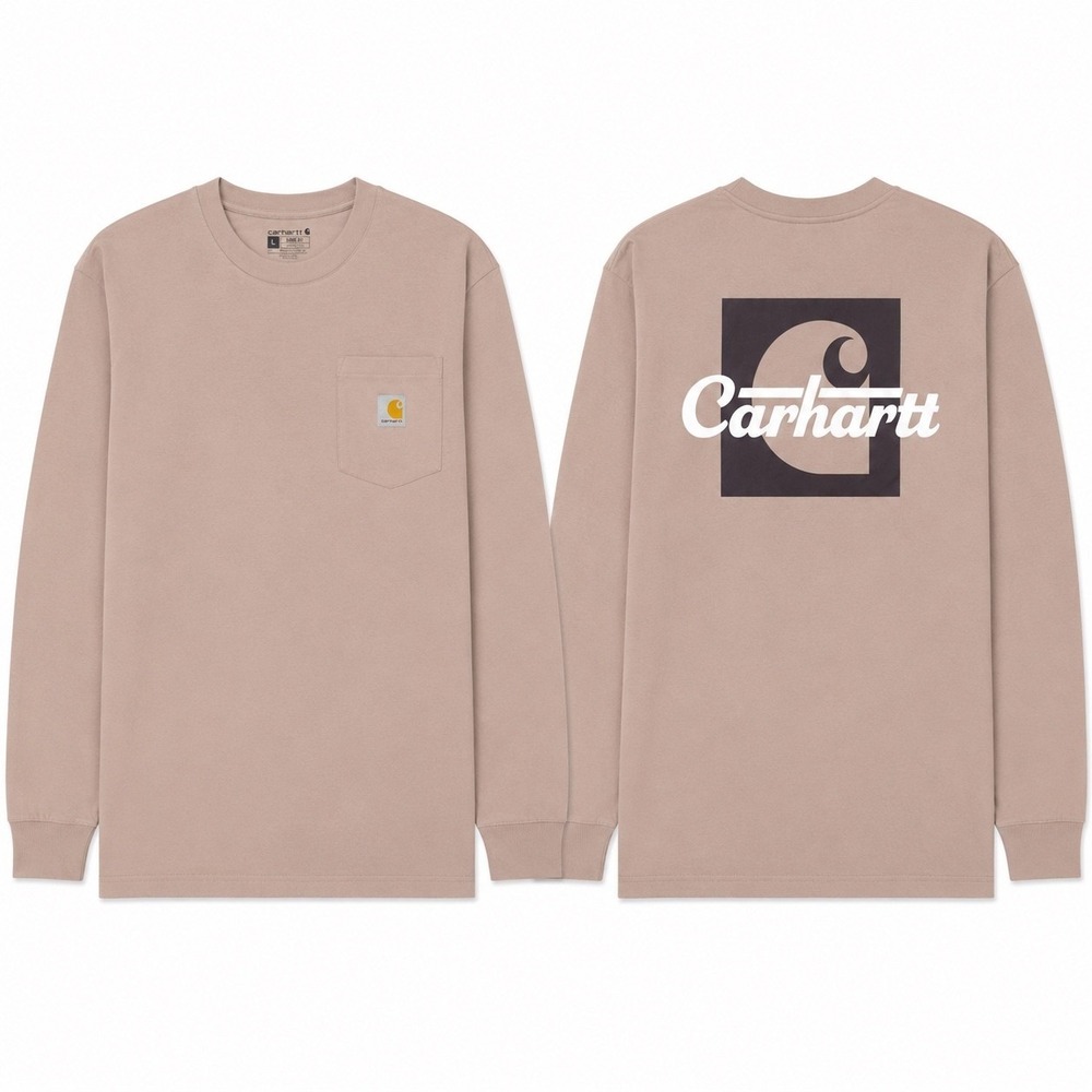 Carhartt Loose Fit Long Sleeve Pocket Tee Beige Men's Medium‎